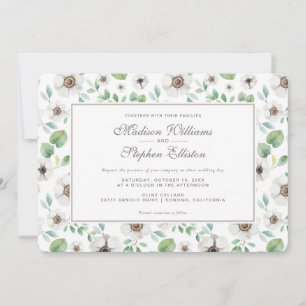 Floral   Weißer Anemon - Hochzeit Einladung