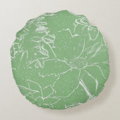 Floral weißes Bundle Transparency - Hellgrün Rundes Kissen (Rückseite)