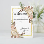 Floral Welcome Card Einladung (Stehend Vorderseite)