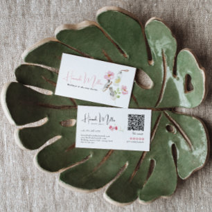 Floral Wellness Frauen Gesundheit & Fitness QR Cod Visitenkarte
