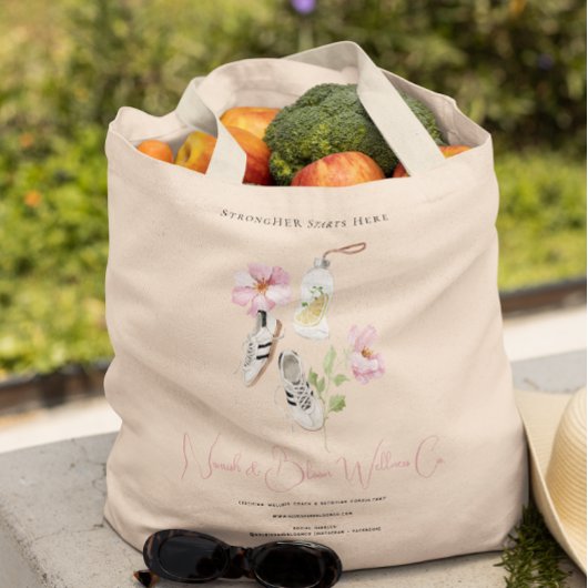 Floral Wellness Frauen Logo für Gesundheit und Fit Tragetasche