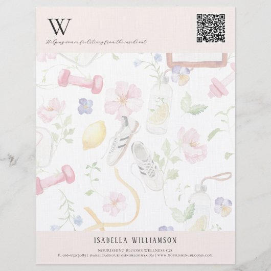 Floral Wellness QR Code & Branding Briefbogen (Vorderseite)