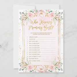 Floral Wer Mommy Best Baby Shower Game Card kennt Einladung