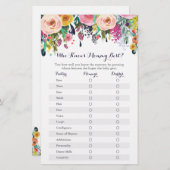 Floral Wer Mommy Best Baby Shower Game kennt (Vorne/Hinten)