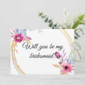 Floral Werden Sie meine Bridesmaid-Einladung sein Einladung (Stehend Vorderseite)