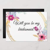 Floral Werden Sie meine Bridesmaid-Einladung sein Einladung (Vorne/Hinten)