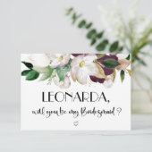 Floral Werden Sie meine Bridesmaid-Vorschlagskarte (Stehend Vorderseite)
