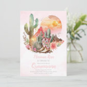 Floral Western Boots Quinceanera Geburtstag Einladung (Stehend Vorderseite)