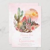 Floral Western Boots Quinceanera Geburtstag Einladung (Vorne/Hinten)