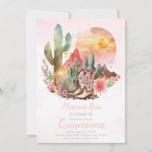 Floral Western Boots Quinceanera Geburtstag Einladung