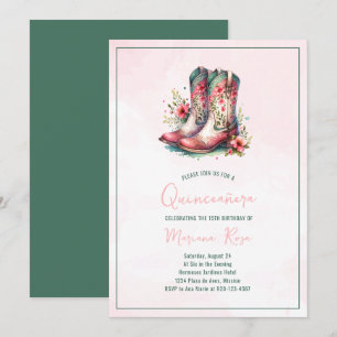 Floral Western Boots Quinceanera Geburtstag Einladung