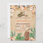 Floral Western Cowgirl Birthday Einladung (Vorderseite)