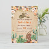 Floral Western Cowgirl Birthday Einladung (Stehend Vorderseite)
