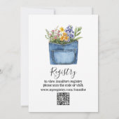 Floral Western Denim Pocket Baby In Bloom Shower Einladung (Rückseite)