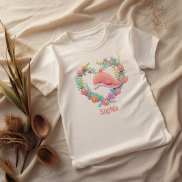 Floral Whale Herzname Liebe T-Shirt