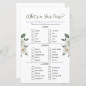 Floral "What's in Your Purse" Bridal Shower Game (Vorne/Hinten)