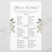 Floral "What's in Your Purse" Bridal Shower Game (Vorderseite)