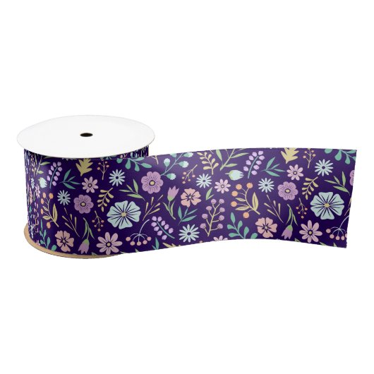 Floral Whimsical Boho Pattern Satin Ribbon Satinband (Spule)