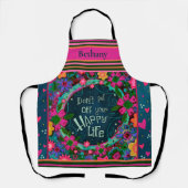 Floral Whimsical Custom Happy Life Inspirivity Schürze (Vorderseite)