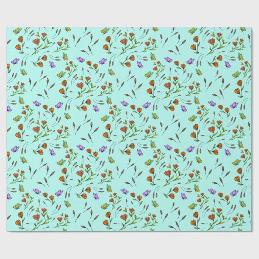 Floral Whimsical Gift Wrapping Paper Geschenkpapier (Flach)
