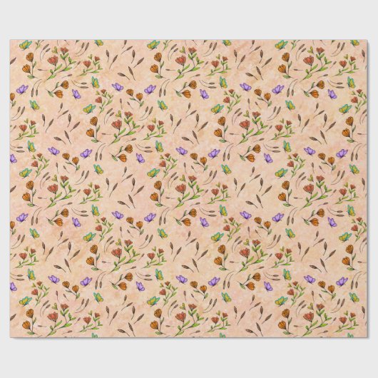 Floral Whimsical Gift Wrapping Paper Geschenkpapier (Flach)