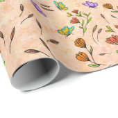 Floral Whimsical Gift Wrapping Paper Geschenkpapier (Rolleneckpunkt)