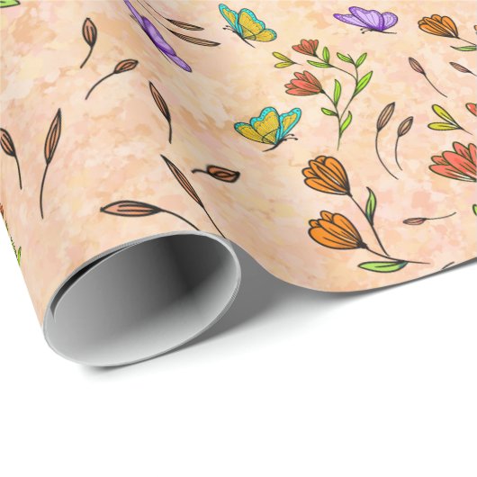 Floral Whimsical Gift Wrapping Paper Geschenkpapier (Rolleneckpunkt)
