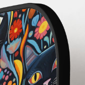 *~* Floral Whimsical Quirky Cat AP68 FOTO 4 Pickleball Schläger (Linke Seite)