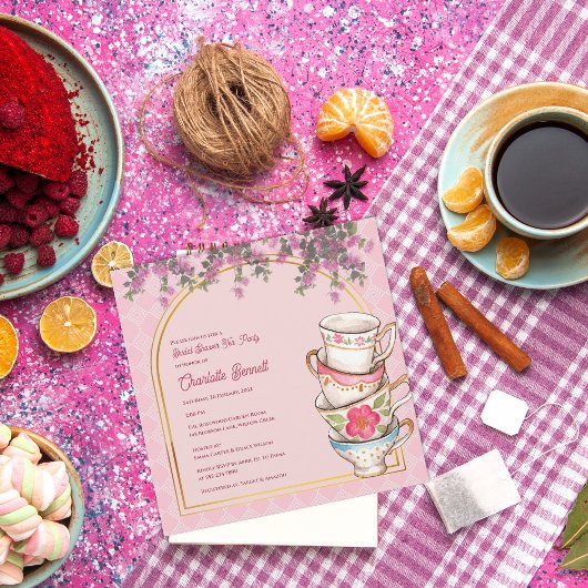 Floral Whimsical Teacup Bridal Shower Invitation