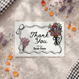 Floral Whimsical Thank You Flat Card