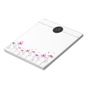 Floral Whimsy angepasstes Monogram Notepad Notizblock (Rotiert)