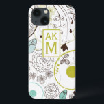 Floral Whimsy Pattern Monogram iPad Air Hüllen<br><div class="desc">Maßgeschneiderte iPad Gehäuse mit Zickzack Muster in Weiß,  Blau und Chartreuse sowie Chartreuse Tag und Monogramm. Es ist in verschiedenen Farben und in verschiedenen Hüllen und Ärmeln erhältlich.</div>