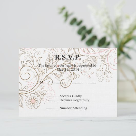 Floral Whimsy Wedding RSVP (Stehend Vorderseite)