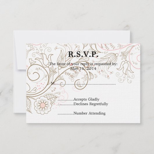 Floral Whimsy Wedding RSVP Karte (Vorderseite)