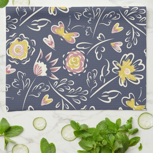 Floral Whirlwind Geschirrtuch (Gefaltet)