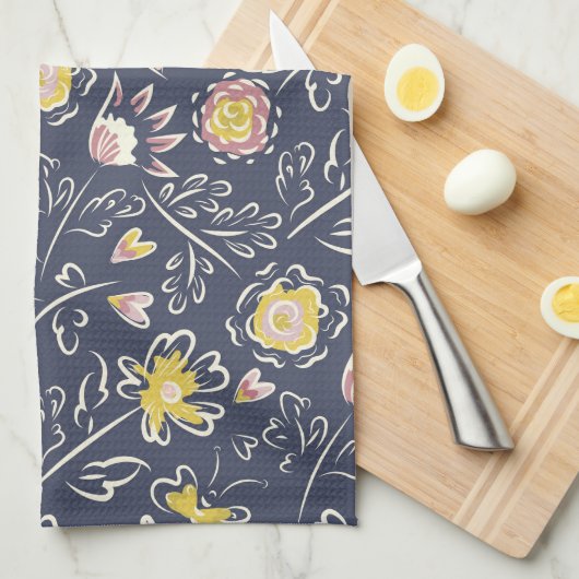 Floral Whirlwind Geschirrtuch (Viertel Falte)