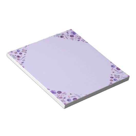 Floral Whisper Notepad - Soft Lavender Serenity Notizblock (angewinkelt)