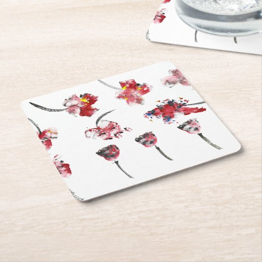 Floral Whispers -Abstract Acrylic Hibiscus & Rose Rechteckiger Pappuntersetzer (angewinkelt)