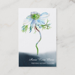*~* Floral White Anemone Hochzeitsveranstalter QR  Visitenkarte