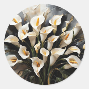 Floral White Calla Lily Runder Aufkleber
