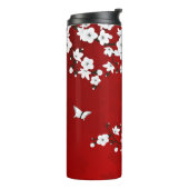 Floral White Cherry Blossom Monogramm Ihr Name Thermosbecher (Nach links gedreht)