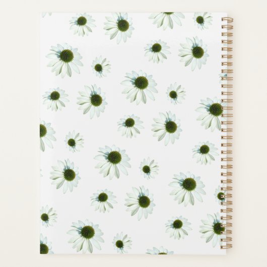 Floral White Cream Echinacea Pattern 2026 Planer (Rückseite)