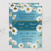 Floral White Daisies Aquamarin Elegante Hochzeit Einladung (Vorne/Hinten)