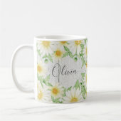 Floral White Daisies Name Watercolor Kaffeetasse (Links)