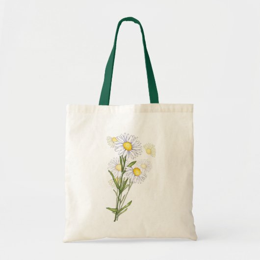 Floral White Daisy Blume Muster Leinwand Tasche (Vorne)