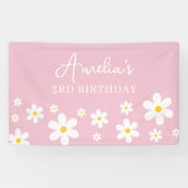 Floral White Daisy Party Begrüßungsbanner Banner (Horizontal)