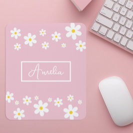 Floral White Daisy Personalisiert Mouse Mat Mousepad