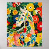 Floral White Horse Poster Print Wall Art (Vorne)