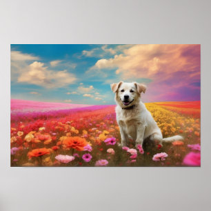 Floral White Labrador zum Herunterladen Poster