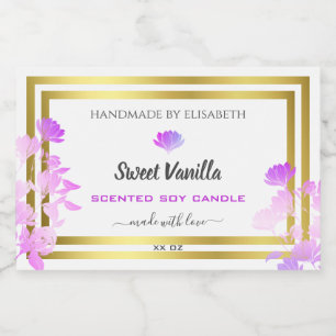 Floral White Lila Gold Packaging Labels Lebensmitteletikett